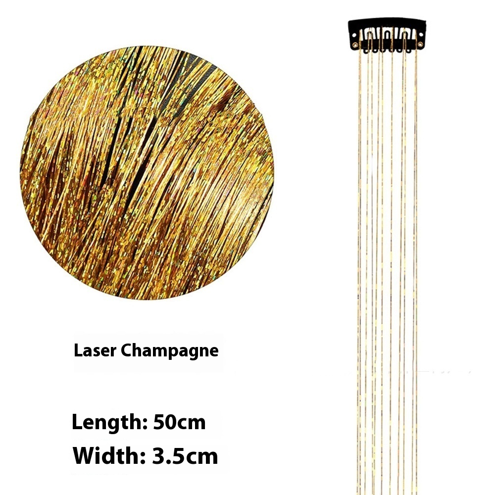 European And American Gold And Silver Wire Clip Wig Female Laser Wire 7