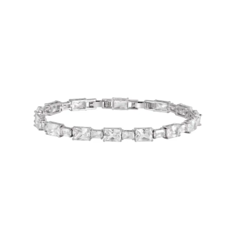 Platinum-plated Tennis Chain Bracelet For Men And Women
