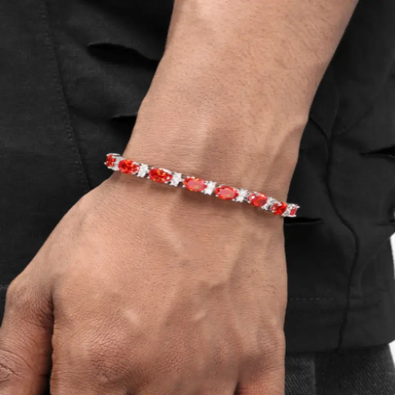 Men's Niche Inlaid Red Diamond Bracelet