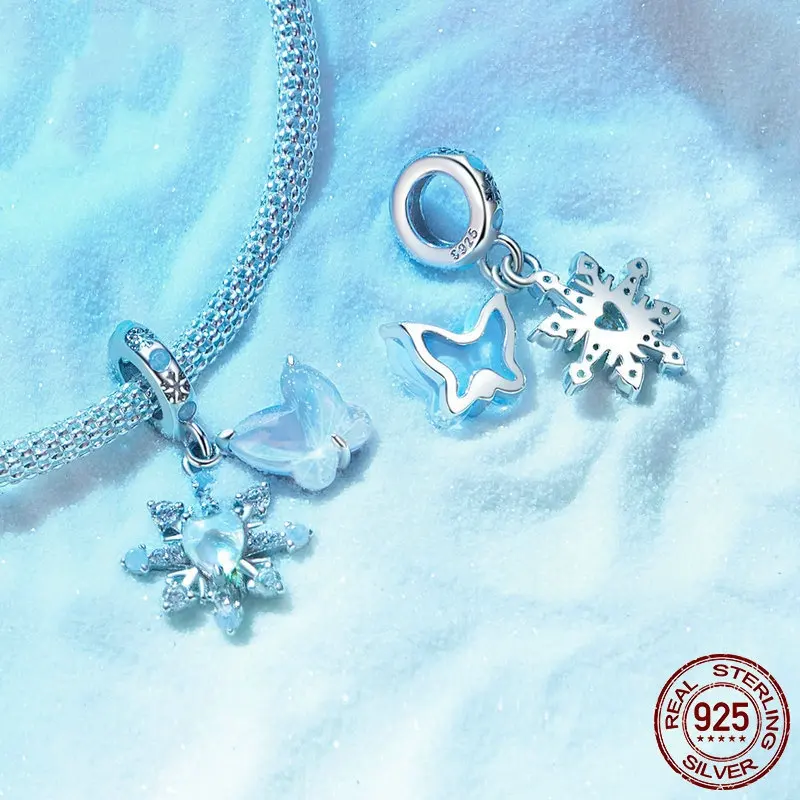 Christmas Ice And Snow Butterfly Pendant S925