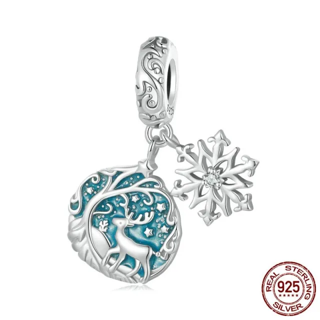 Christmas Luminous Elk Diy Pendant S925 Sterling Silver Beads Scc2661 - Shop at LoveMi