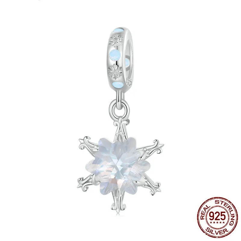 Winter Ice Flower Diy Bracelet Pendant S925 Sterling Silver Beads - Scc2663