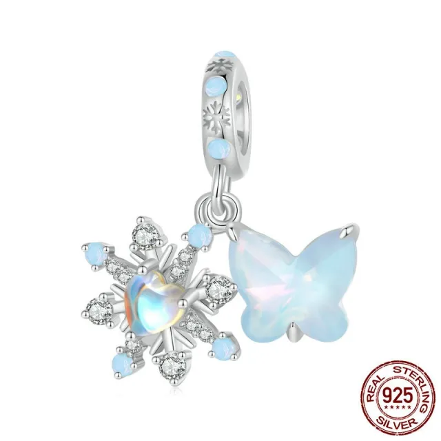 Christmas Ice And Snow Butterfly Pendant S925 Sterling Silver Beads Bsc930 - Shop at LoveMi