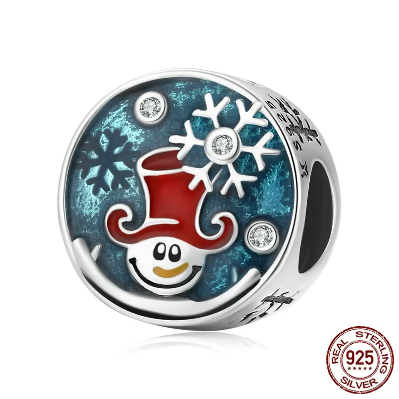 Christmas Diy Clown Snowman 925 Silver Bead - Scc2038