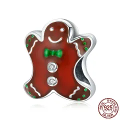 Christmas Gingerbread Man Sterling Silver Diy Beads - Scc2037 - View 1