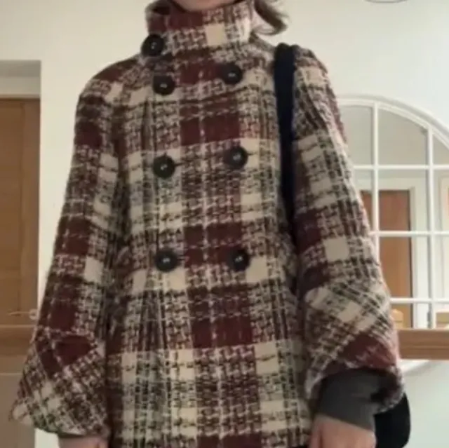Women's Thickened Classic Style Plaid Coat Dark Red - Shop at LoveMi