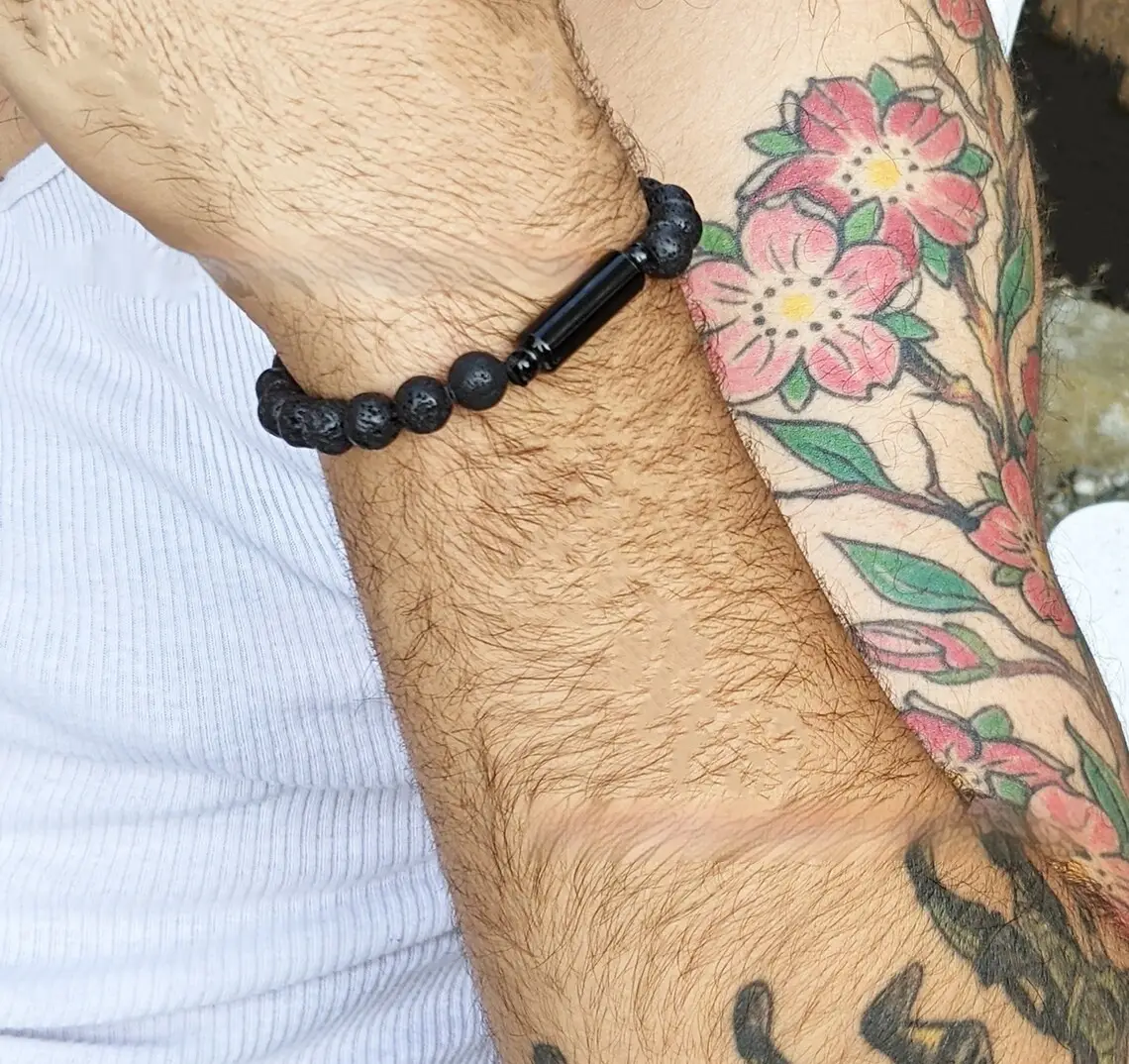 Black Beads Stainless Steel Cinerary Casket Bracelet