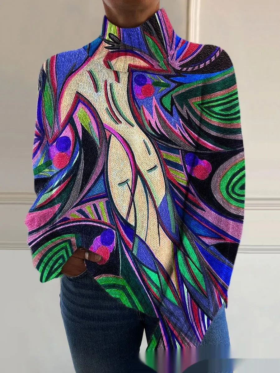 New High Neck Long Sleeve Sweaters Women's Clothing - 1 E077-Xl
