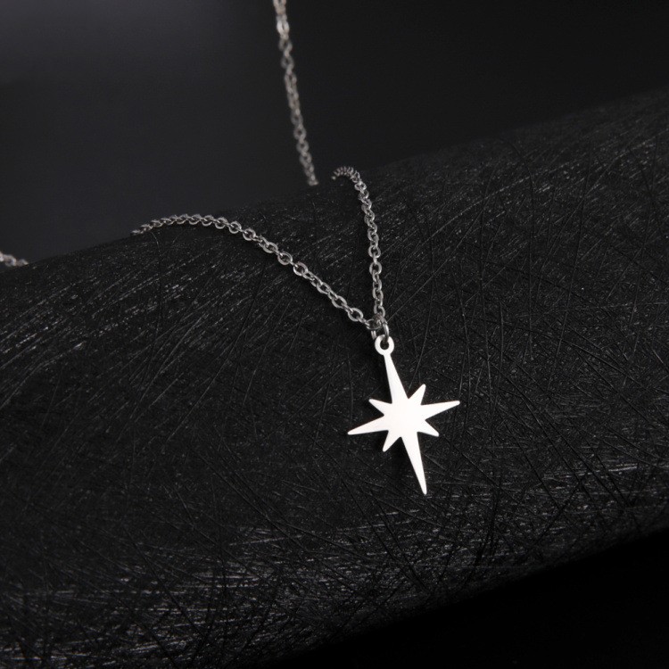 Stainless Steel Rice Necklace Female Six-pointed Star
