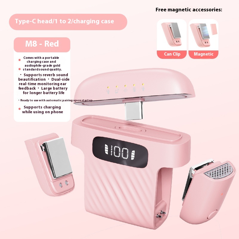 M8 Mini Wireless Collar Clip Microphone One For Two