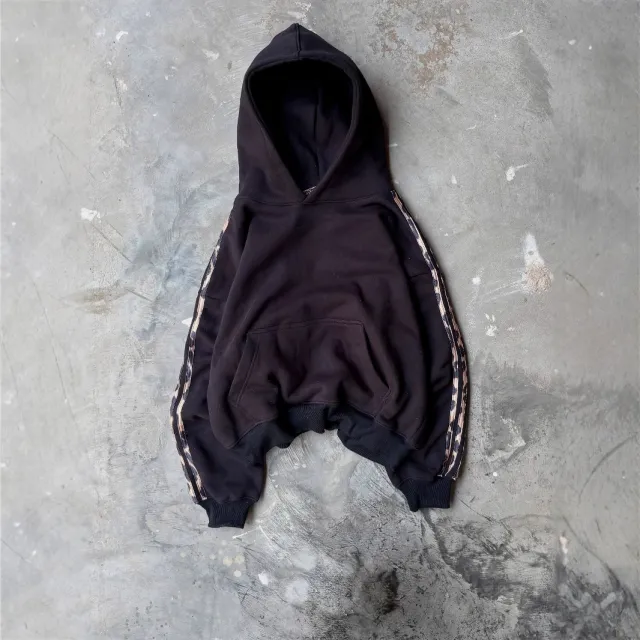 Vintage Print Long Sleeve Pullover Hoodie Black - Shop at LoveMi