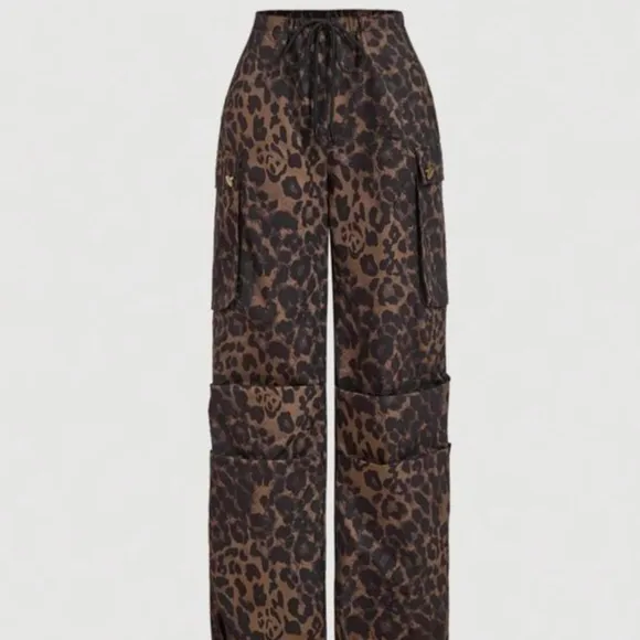 Women's Leopard Print Casual Fashion Casual Pants - Darkbrown