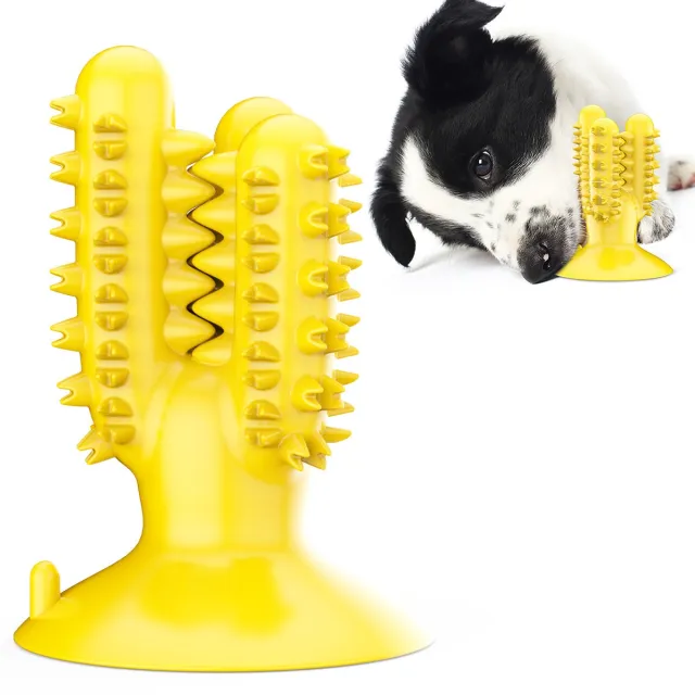 Tooth Cleaning Molar Rod Bone Corn Dog Toy Cactus Yellow - Shop at LoveMi