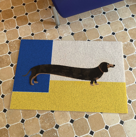 Walk Sausage Dog Bathroom Oval Absorbent Floor Mat Simple