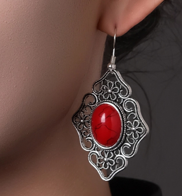 Lace Ruby And Owl Earrings