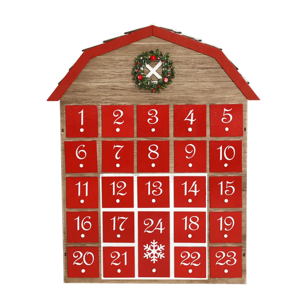 Christmas Wooden Countdown Calendar Barn American Country Ornaments - House Calendar