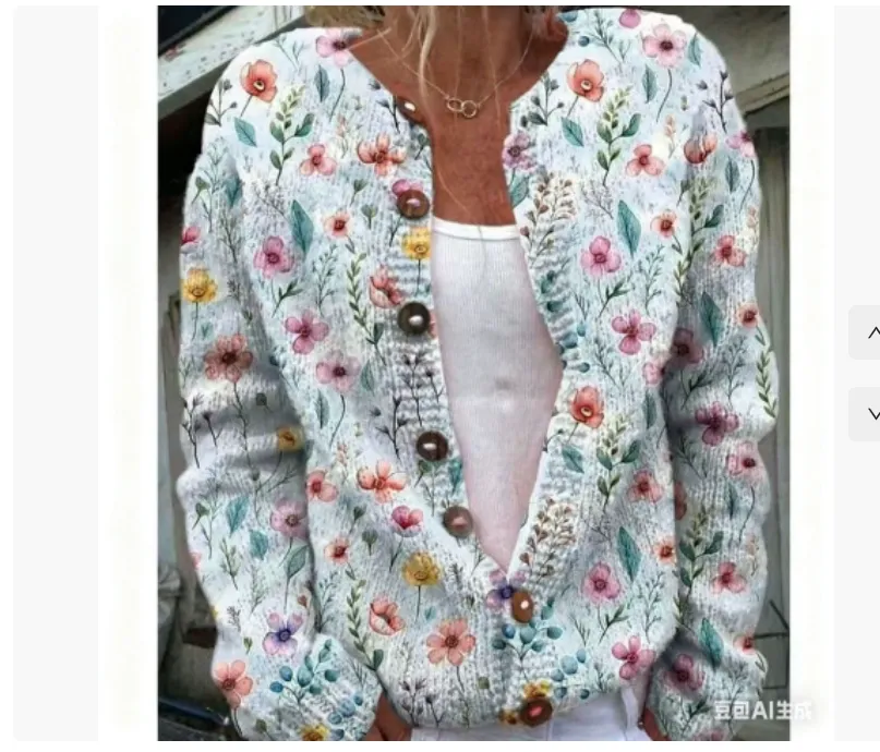 3D Digital Printing Cardigan Knitted Coat Women's Clothing - Kiy12-M