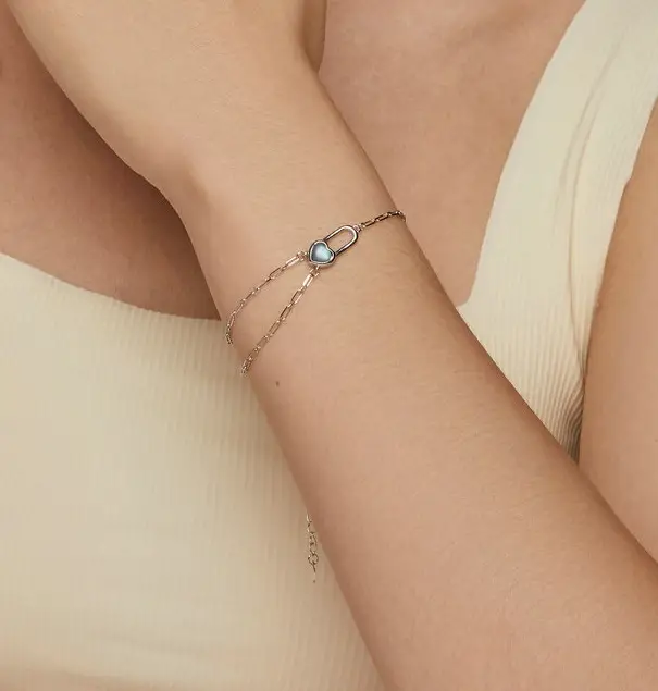 Romantic Heart-shape Lock S925 Sterling Silver Bracelet Jewelry