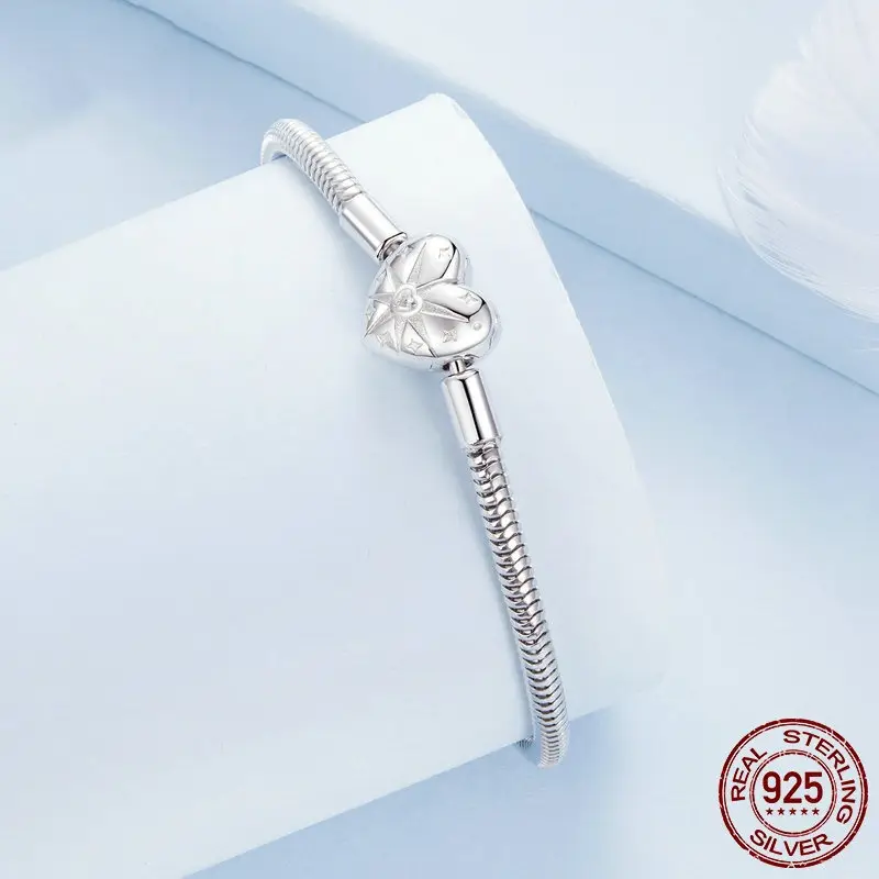 Mang Heart Diy Basic Snake Bone Bracelet S925 Sterling Silver Bracelet