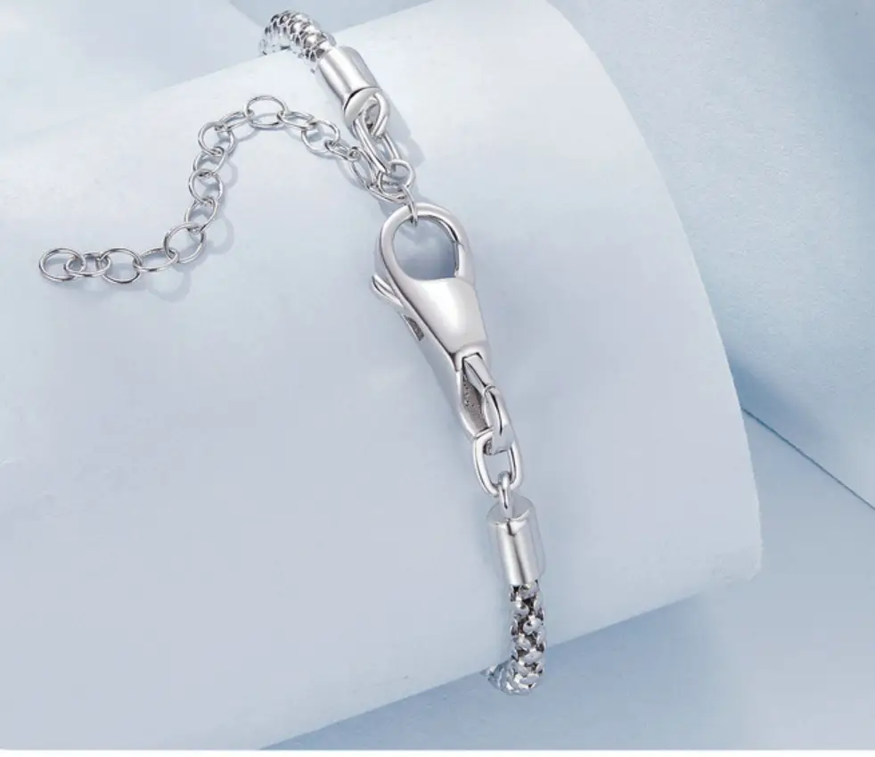 925 Sterling Silver Chain Bracelet with Decorative Lobster Clasp