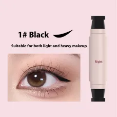 Waterproof Not Smudge Precise Outline Natural Long Lasting Integrated Double-headed Eyeliner Stamp Pen - Black - View 1