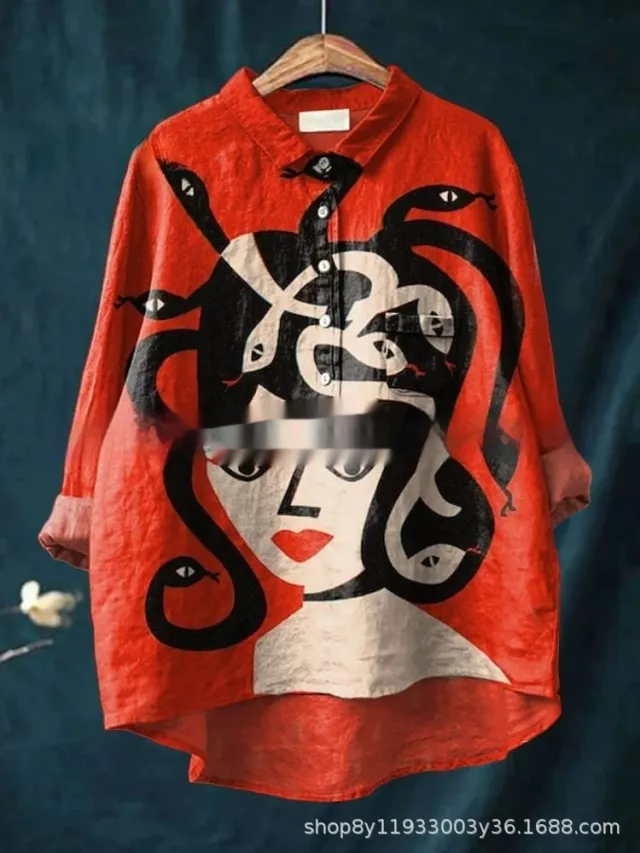 Round Neck Shirt Vintage Printed Shirt 23Style - Shop at LoveMi