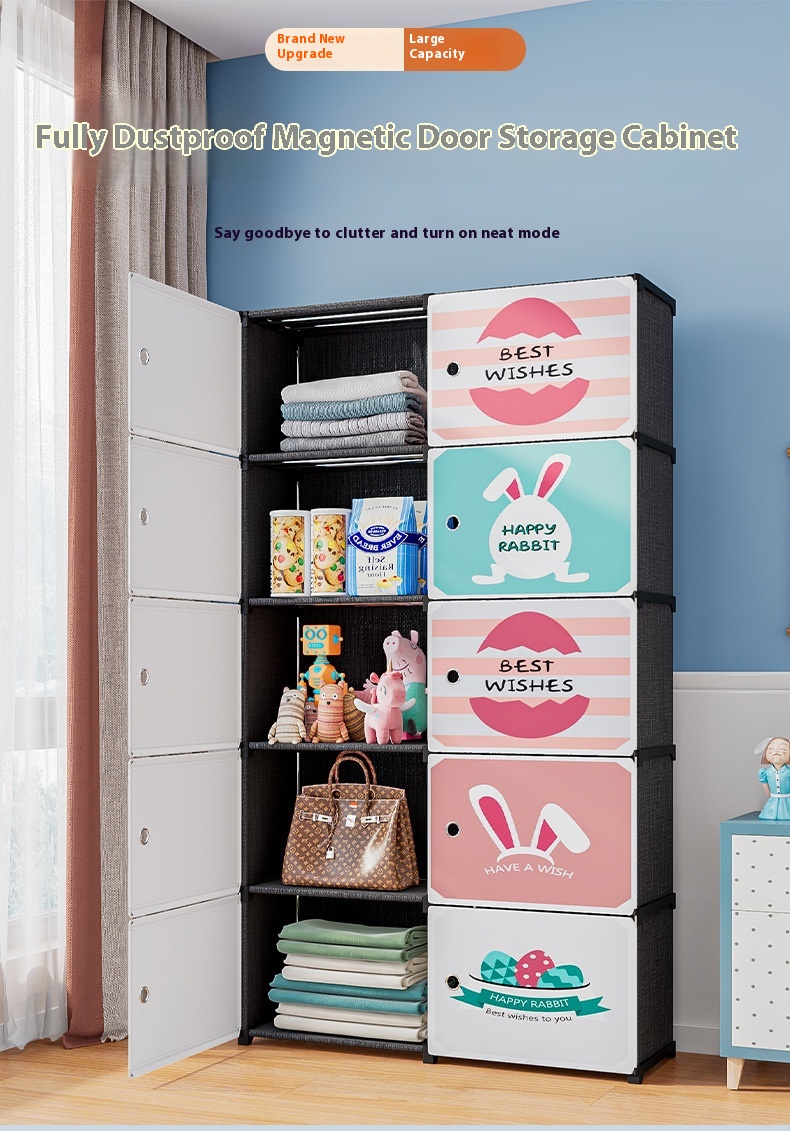 Bookcase Living Room Grid Cabinet Floor Storage Cabinet With Door