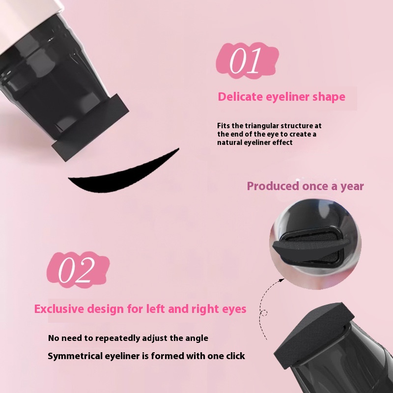 Waterproof Not Smudge Precise Outline Natural Long Lasting Integrated Double-headed Eyeliner Stamp Pen 3