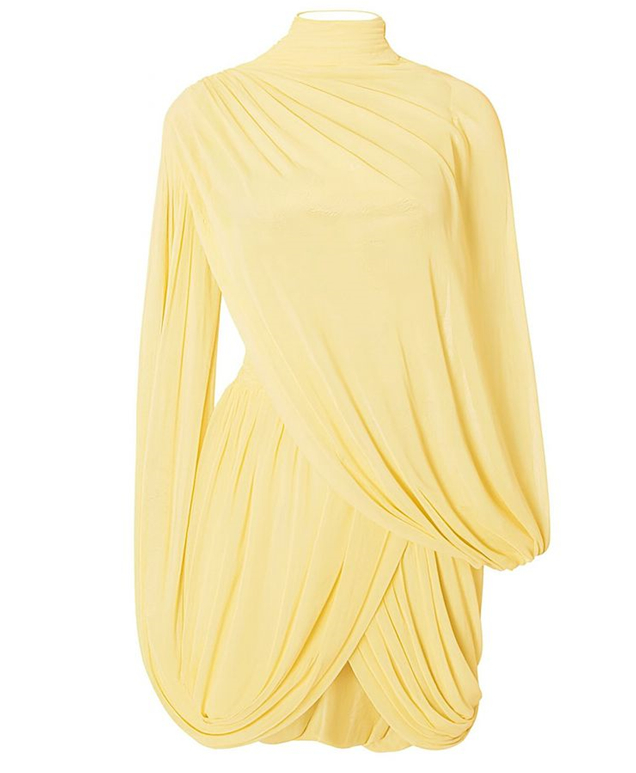 Women's Elegant Draped Tube Top Two piece Overskirt Suit Yellow - Shop at LoveMi