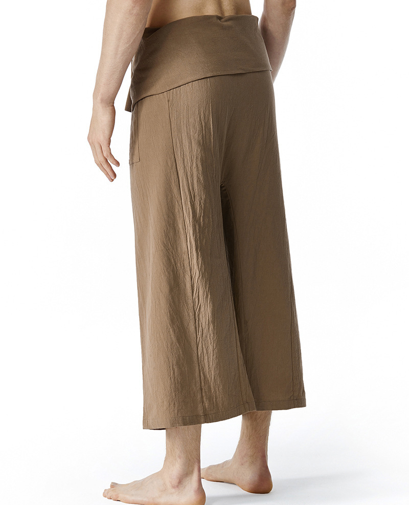 Belted Hippie Men's Wide Leg Linen Pants