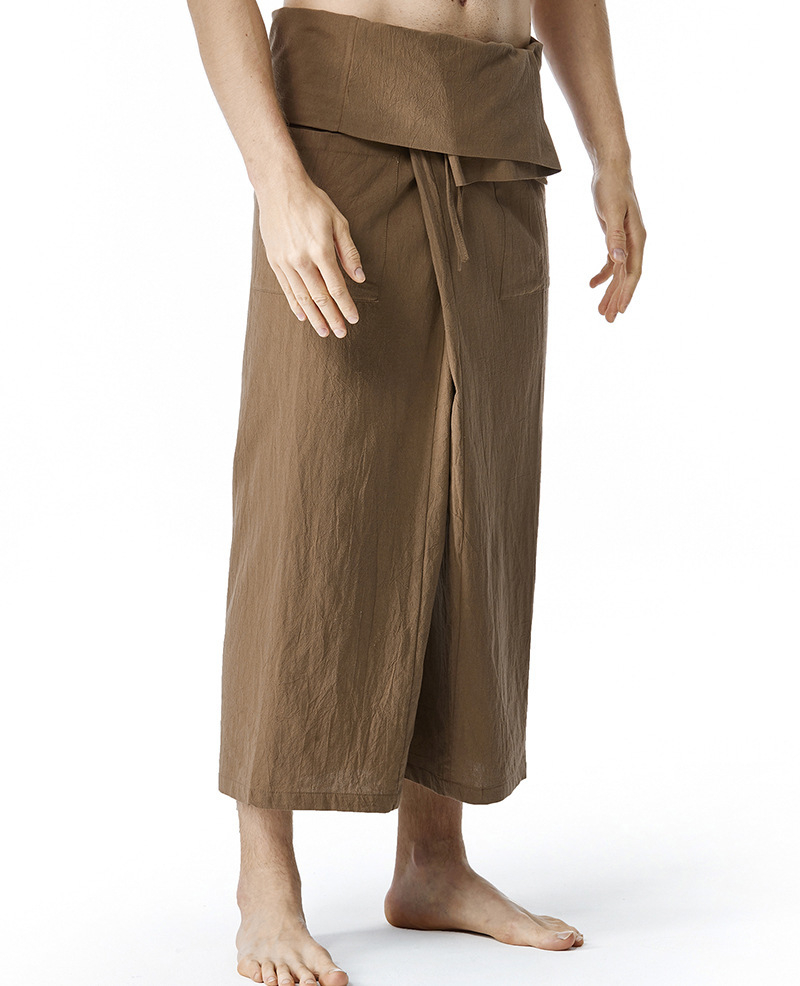 Belted Hippie Men's Wide Leg Linen Pants