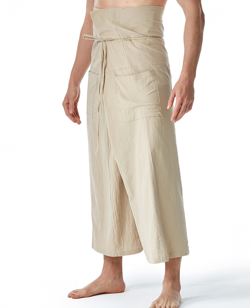Belted Hippie Men's Wide Leg Linen Pants