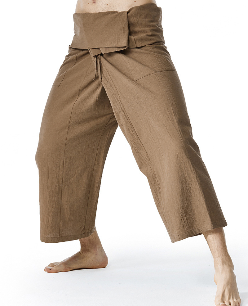 Belted Hippie Men's Wide Leg Linen Pants