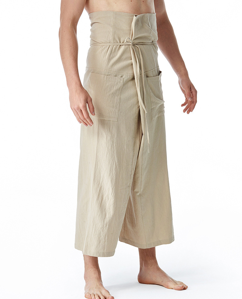 Belted Hippie Men's Wide Leg Linen Pants
