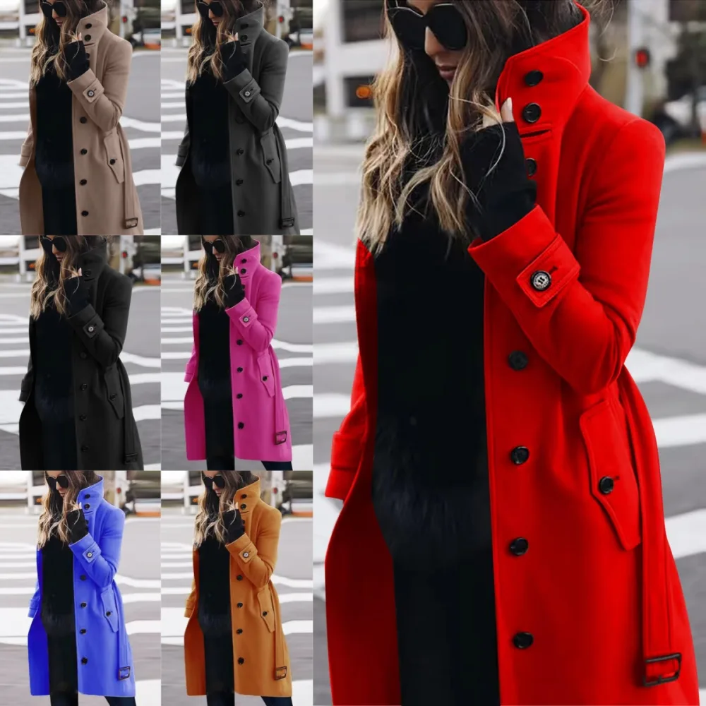 Autumn Winter New Woolen Coat Women's Slim Fit Cardigan