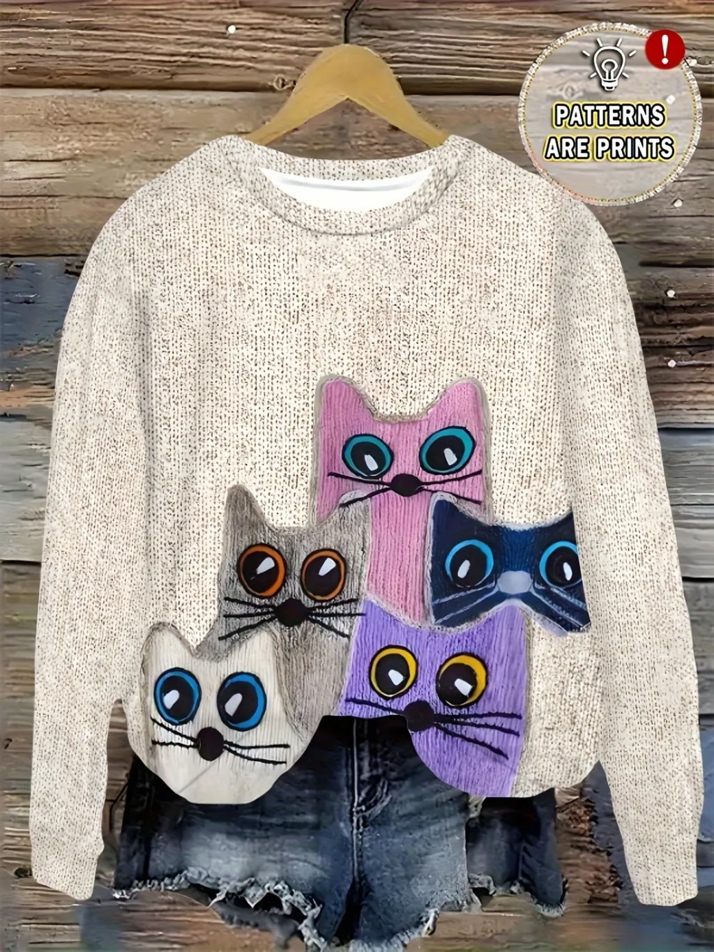 3D Digital Printing Women's Trendy Round Neck Sweater - Wa32Jl250810Y012