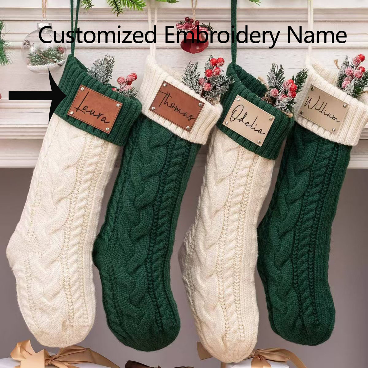 Personalized Laser Customized Knitted Yarn Christmas Gift Decorative Socks