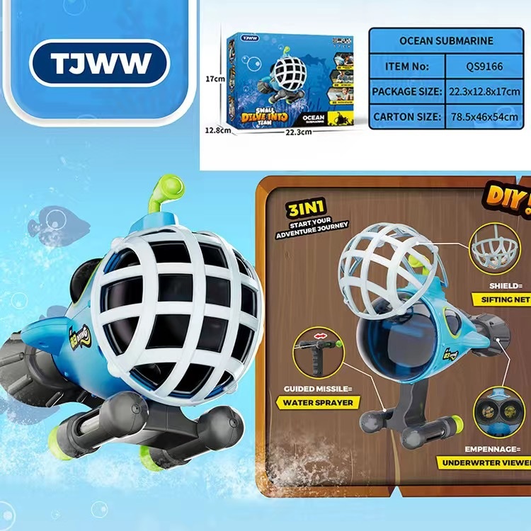 Outdoor Microscope 4-in-1 Construction Vehicle Off-road Vehicle Periscope Submarine Water Gun