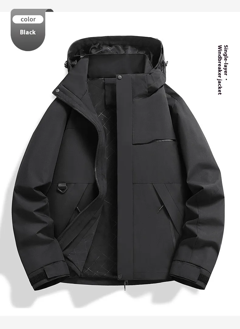 Spring And Autumn New Single Layer Shell Jacket Windproof Waterproof Outdoor Sports Cycling Clothing - Black