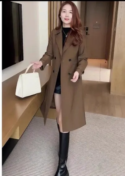 Korean Style Elegant Elegant Graceful Trench Coat Brown - Shop at LoveMi