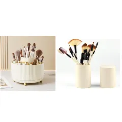 Desktop Swivel Makeup Brush Organiser - Cream Set - View 1