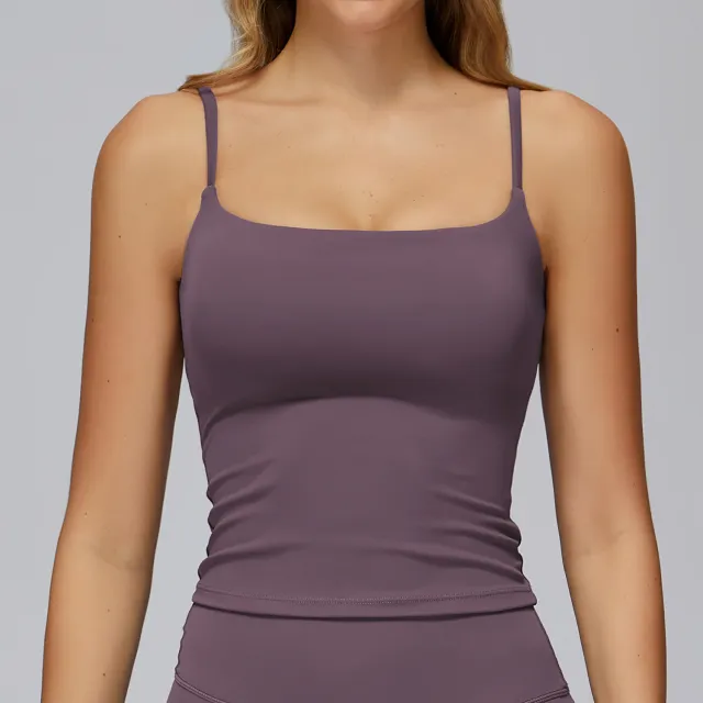Brushed Yoga Vest Double shoulder Strap Sports Vest Bean Paste Purple - Shop at LoveMi
