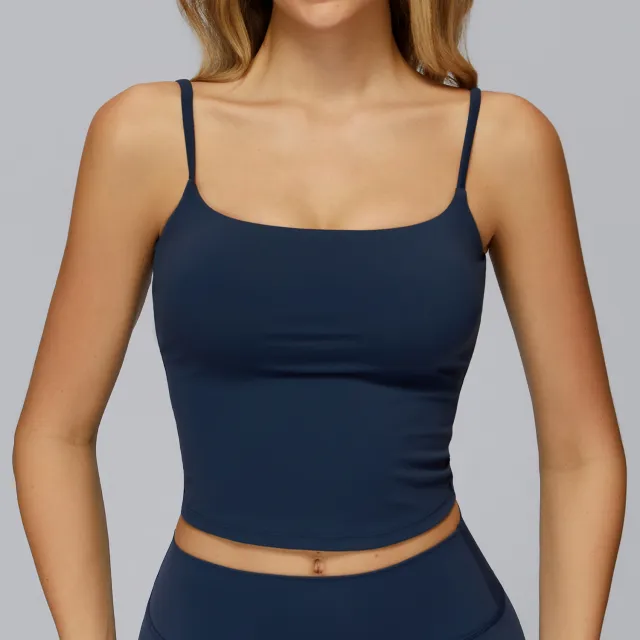 Brushed Yoga Vest Double shoulder Strap Sports Vest Badge Blue - Shop at LoveMi