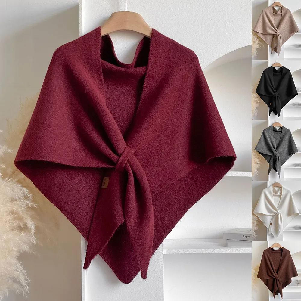 Winter Triangular Shawl INS Solid Color Soft Thickened Knitted