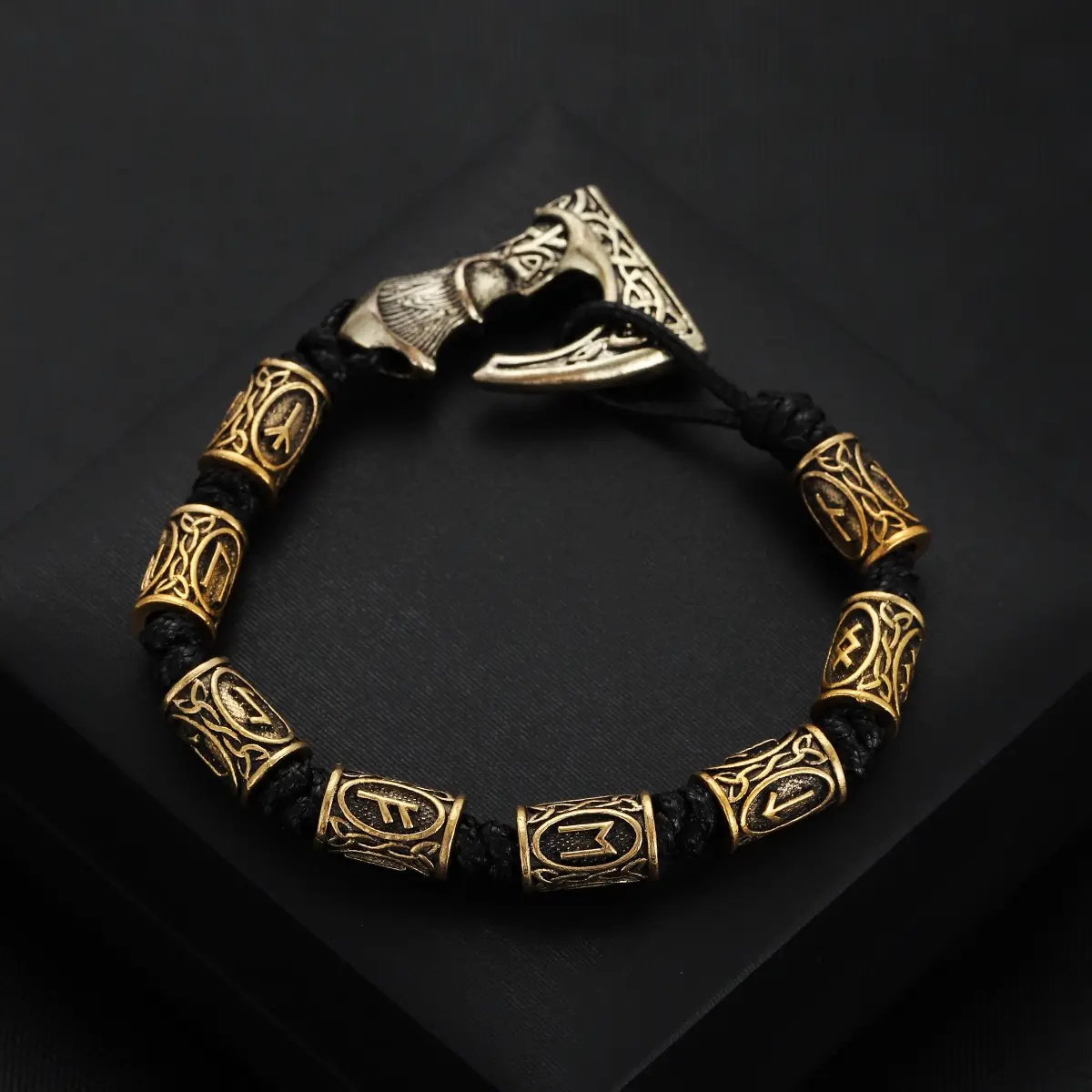 Rune Lettering Spacer Beads Woven Bracelet