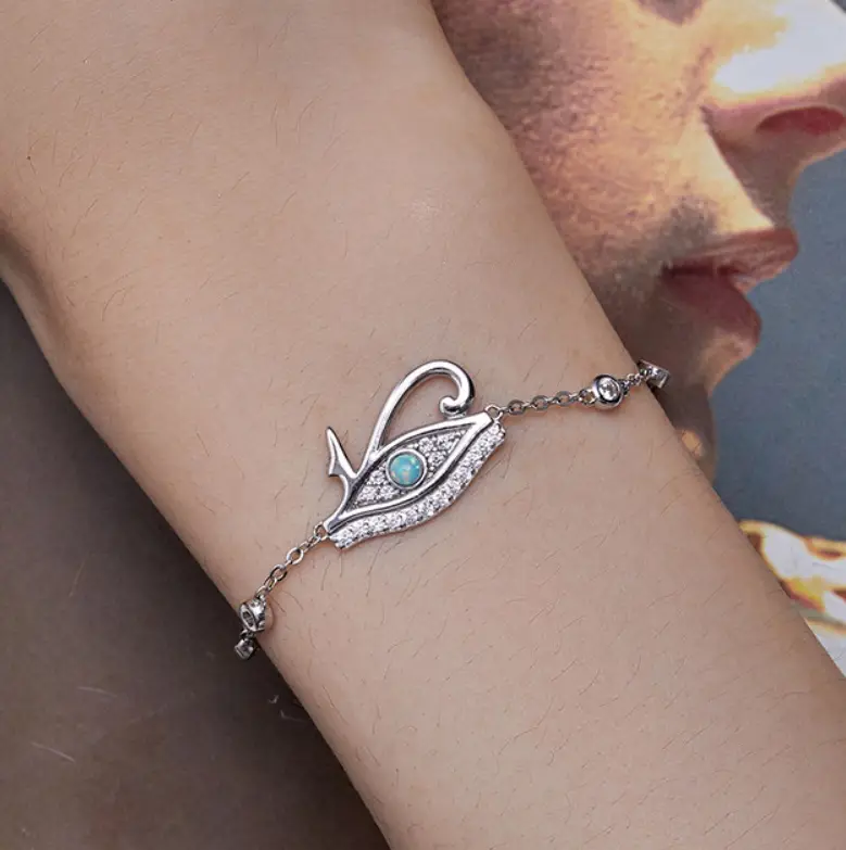 Silver Horus Eye Bracelet Exquisite Opal