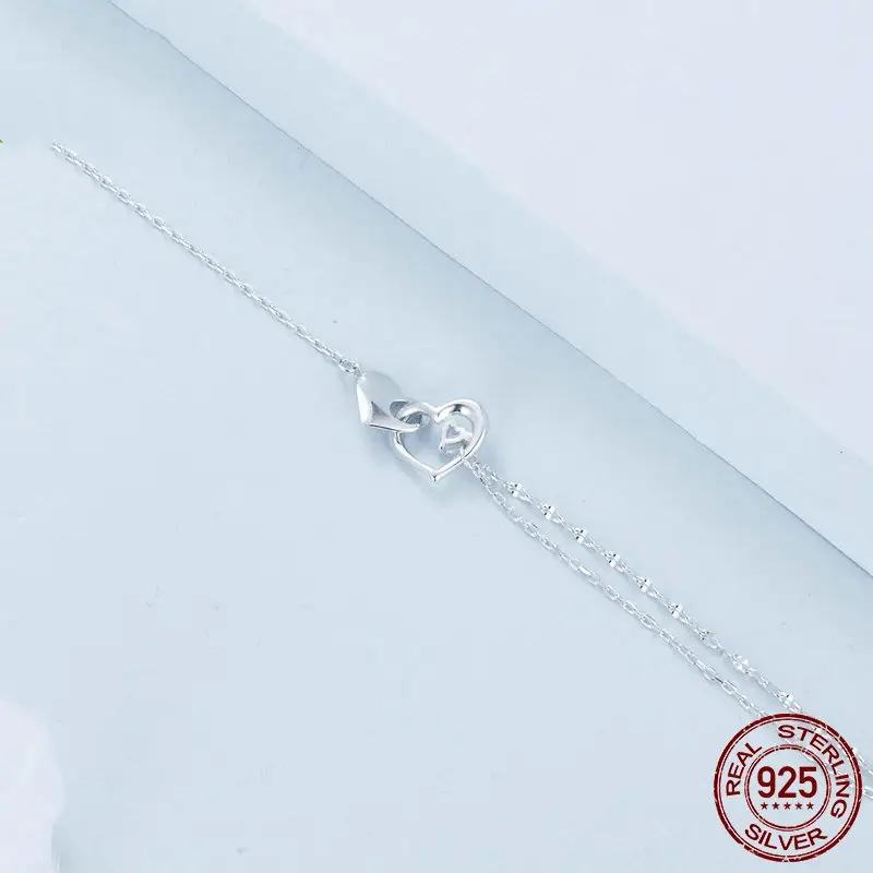S925 Sterling Silver Double Heart Bracelet