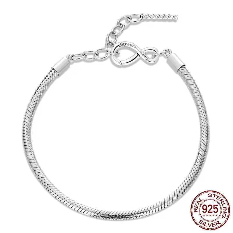 Infinite Bracelet S925 Silver Simple All-match Adjustable Snake Bone Bracelet