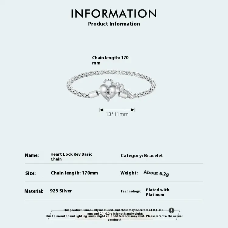 Heart Lock Key Base Bracelet Minority All-match