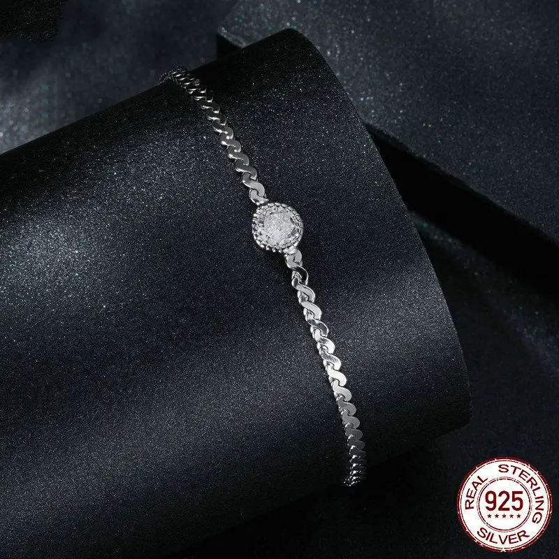 S925 Sterling Silver 50 Points Shining Moissanite Bracelet